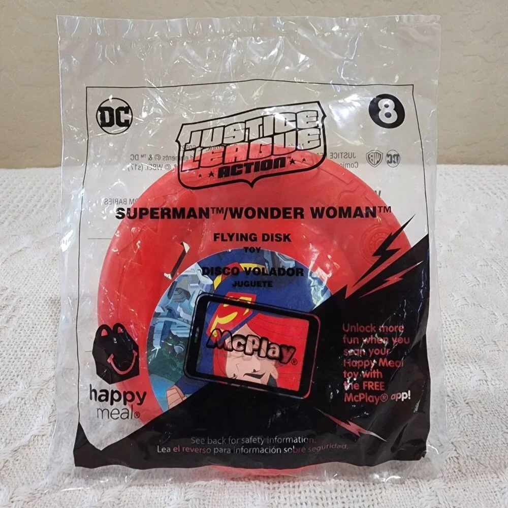 2018 JUSTICE LEAGUE SUPERMAN WONDER WOMAN FLYING DISK #8 McDonald Happy Meal Toy